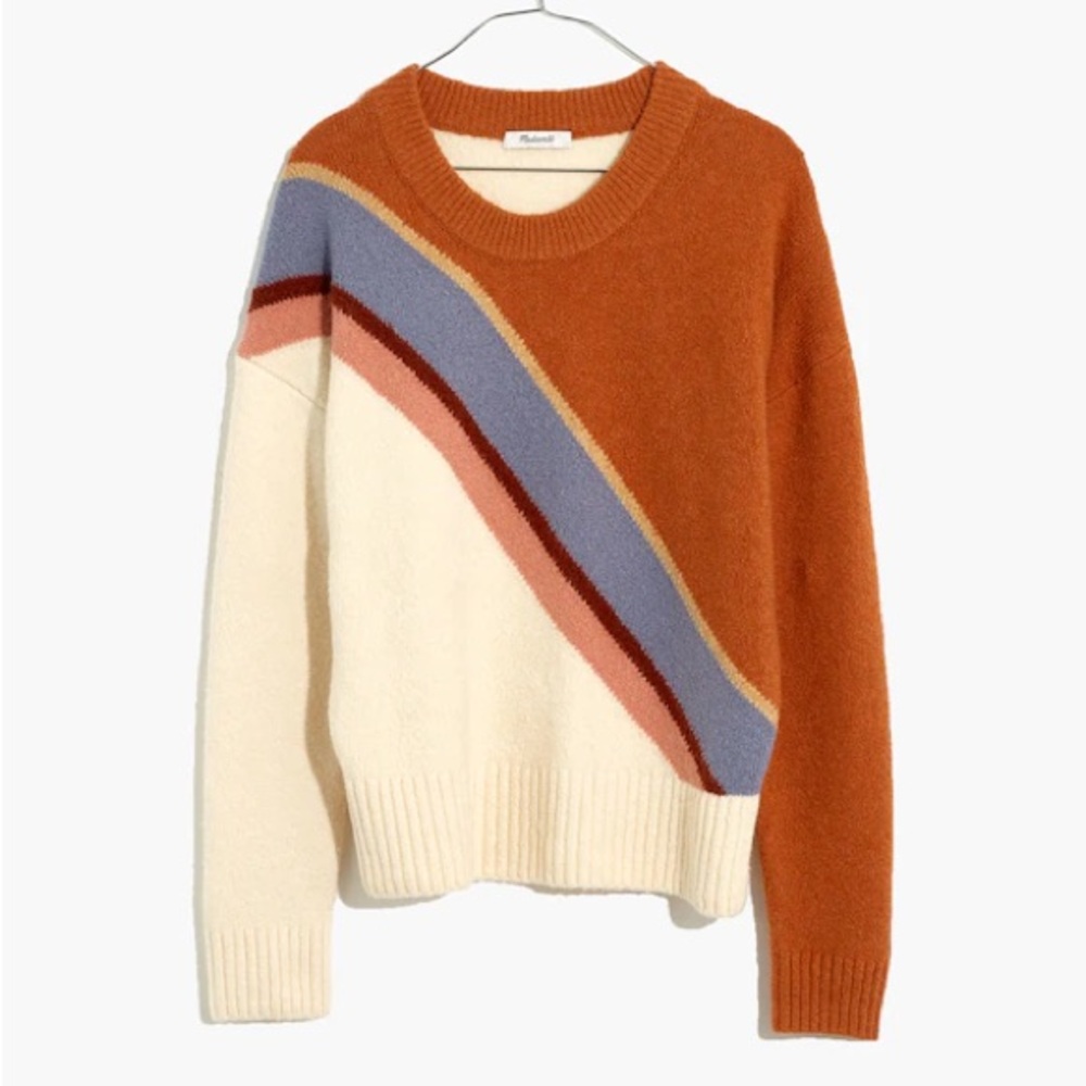 EUC Madewell Striped Lyford Pullover Sweater in Coziest Textured Yarn